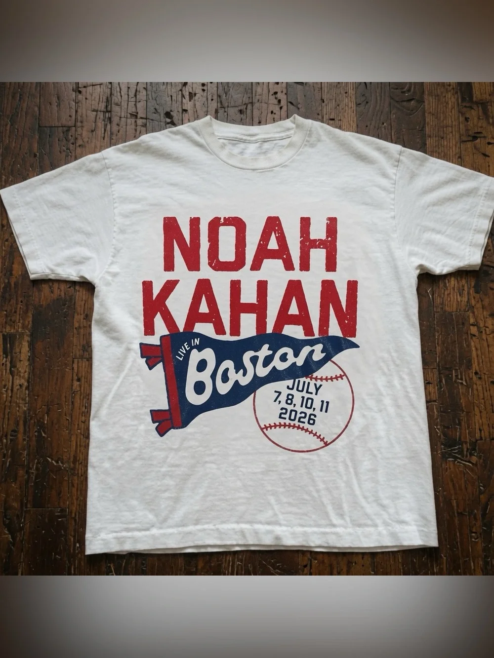 NOAH KAHAN Boston Concert Tee - White with Red & Navy Graphic